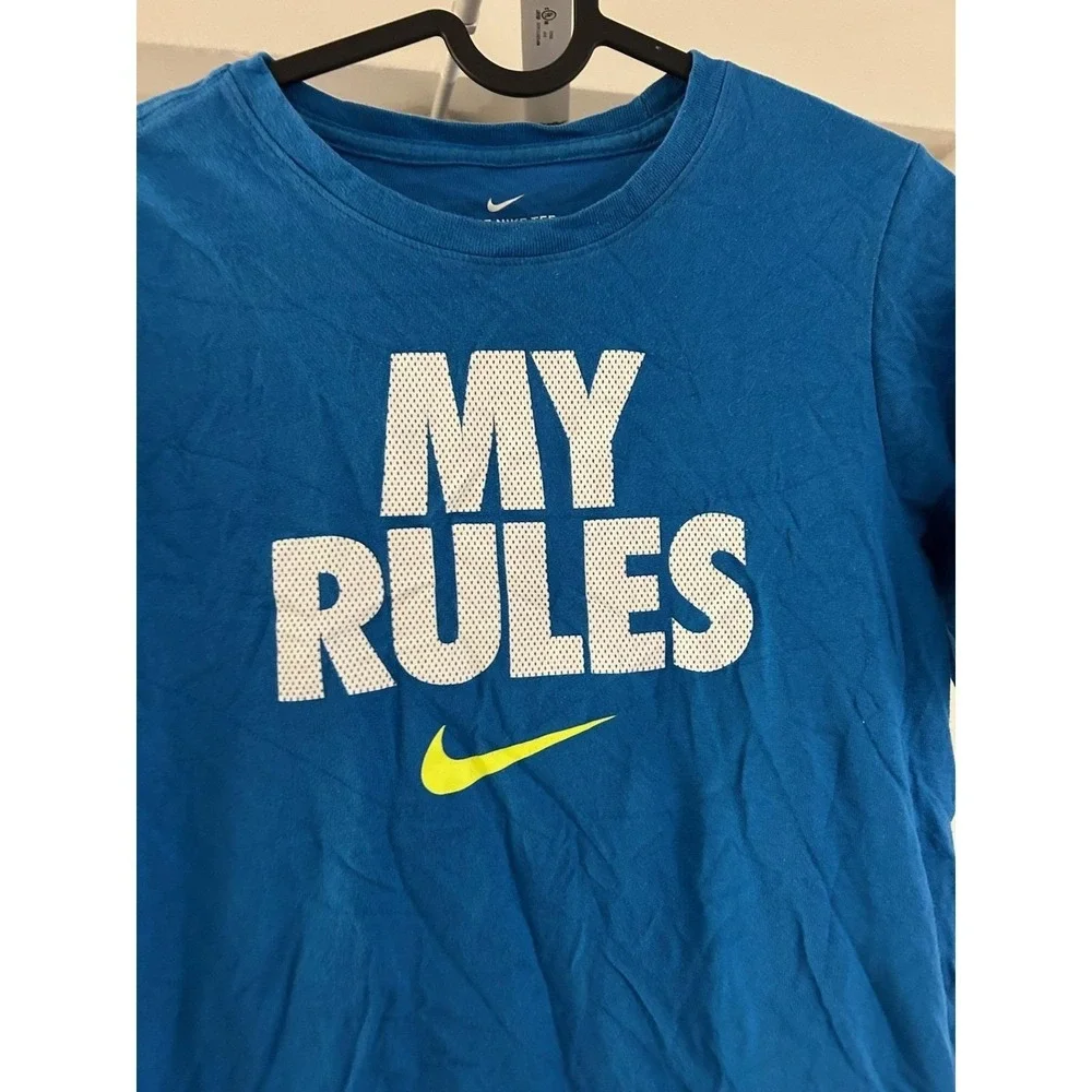 Nike T-Shirt Boys Large Blue‎ Excellent My Rules Dri-Fit Graphic Athletic Tee